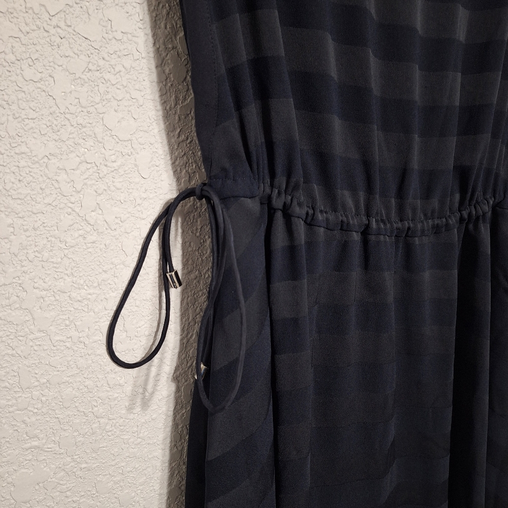 Ted Baker Linnie Asymmetrical Stripe Midi Dress Navy Drawstring Waist NWT - Picture 7 of 9